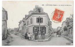 Cpa. 27 LOUVIERS (ar. Evreux) La Croix De Beaulieu (animée, Epicerie, Attelage) 1908  Ed. ELD  N° 239 - Louviers