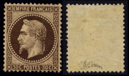 France N° 30b Brun-noir Neuf * Centrage PARFAIT- Signé A.Brun/Roumet - LUXE - 1863-1870 Napoléon III Con Laureles