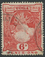 Tonga 1942 SG79 6d Coral Wmk Mult Script CA #2 FU - Tonga (1970-...)