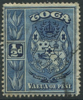 Tonga 1897 SG38 ½d Blue Arms #2 FU - Tonga (1970-...)