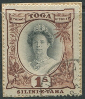 Tonga 1922 SG63 1/- Queen Salote On Piece FU - Tonga (1970-...)