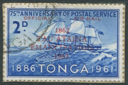 Tonga Official 1962 SGO11 2d Ultramarine Emancipation Ovpt On Piece FU - Tonga (1970-...)
