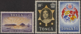 Tonga 1953 SG112-114 5/- Mutiny 10/- Queen Salote And ₤1 Arms MLH - Tonga (1970-...)
