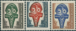 French Polynesia Due 1958 Sc#J28-J30,SGD17-D19 Polynesian Masks Set MNH - Sonstige & Ohne Zuordnung