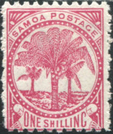 Samoa 1895 SG63b 1/- Carmine Palm Tree MH - Samoa