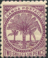 Samoa 1895 SG64b 2/6d Deep Purple Palm Tree MH - Samoa