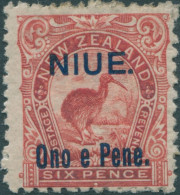 Niue 1903 SG14 Ono E Pene. On 6d Rose-red Kiwi MH - Niue