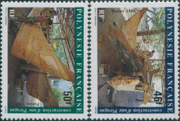 French Polynesia 1986 Sc#447-448,SG490-491 Pirogue Construction Set MNH - Sonstige & Ohne Zuordnung