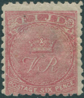 Fiji 1896 SG59 6d Rose Crown And VR P11x11¾ Thins On Back MH - Fiji (1970-...)