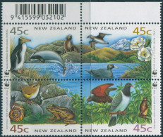 New Zealand 1993 SG1736-1739 Endangered Species With Barcode Block MNH - Otros & Sin Clasificación