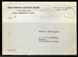P246 - LETTRE EN FRANCHISE DE THIONVILLE DU 16/10/80 - CPAM - FLAMME - Lettere In Franchigia Civile