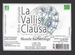 Etiquette De Bière Blonde  -  La Vallis Clausa  -  Brasserie  De L'Isle Sur La Sorgue (84) - Birra