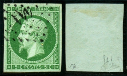 France N° 12b Vert Foncé Obl. Pc - Signé Calves - Cote 240 Euros - TTB Qualité - 1853-1860 Napoléon III.