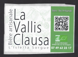 Etiquette De Bière Bio   -  La Vallis Clausa  -  Brasserie  De L'Isle Sur La Sorgue (84) - Birra