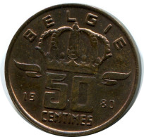50 CENTIMES 1980 DUTCH Text BELGIQUE BELGIUM Pièce #AW927.F.A - 50 Cent