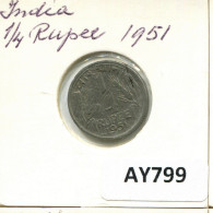 1/4 RUPEE 1951 INDE INDIA Pièce #AY799.F.A - Inde