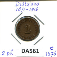 2 PFENNIG 1876 C DEUTSCHLAND Münze GERMANY #DA561.2.D.A - 2 Pfennig