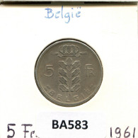 5 FRANCS 1960 DUTCH Text BELGIEN BELGIUM Münze #BA583.D.A - 5 Francs
