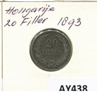 20 FILLER 1893 HUNGRÍA HUNGARY Moneda #AY438.E.A - Ungarn