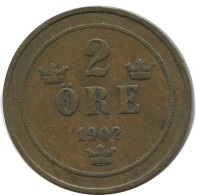 2 ORE 1902 SUÈDE SWEDEN Pièce #AD009.2.F.A - Suède