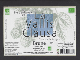Etiquette De Bière Brune   -  La Vallis Clausa  -  Brasserie  De L'Isle Sur La Sorgue (84) - Bier