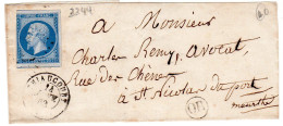 1863  CAD T 15 De THIAUCOURT  P C 3244  Origine Rurale  Envoyée à SAINT NICOLAS DU PORT - 1849-1876: Période Classique