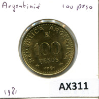100 PESOS 1981 ARGENTINA Moneda #AX311.E.A - Argentinië
