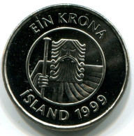 1 KRONA 1999 ISLAND ICELAND UNC Fish Münze #W11299.D.A - Islanda