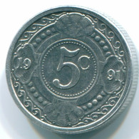 5 CENTS 1991 NIEDERLÄNDISCHE ANTILLEN Aluminium Koloniale Münze #S13716.D.A - Niederländische Antillen