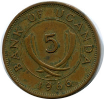 5 CENTS 1966 UGANDA Moneda #AR255.E.A - Ouganda