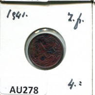 1 CENT 1941 NETHERLANDS Coin #AU278.U.A - 1 Centavos