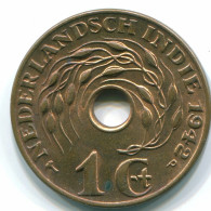 1 CENT 1942 INDES ORIENTALES NÉERLANDAISES INDONÉSIE INDONESIA Bronze Colonial Pièce #S10299.F.A - Nederlands-Indië