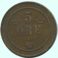 5 ORE 1886 SCHWEDEN SWEDEN Münze #AC618.2.D.A - Zweden