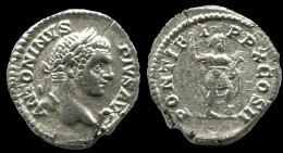 CARACALLA ANTONINUS AR DENARIUS AD198 - 217 PONTIF TR P X COS II #ANC12346.78.E.A - La Dinastía De Los Severos (193 / 235)
