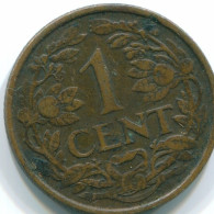 1 CENT 1954 NIEDERLÄNDISCHE ANTILLEN Bronze Fish Koloniale Münze #S11015.D.A - Niederländische Antillen