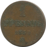 SAXONY 1 PFENNIG 1853 F Mint Stuttgart K.S. S.M. German States #DE10598.16.F.A - Autres & Non Classés