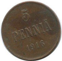 5 PENNIA 1916 FINLANDIA FINLAND Moneda RUSIA RUSSIA EMPIRE #AB267.5.E.A - Finlandia