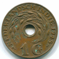1 CENT 1945 D NIEDERLANDE OSTINDIEN INDONESISCH Koloniale Münze #S10383.D.A - Nederlands-Indië
