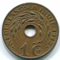 1 CENT 1942 INDIAS ORIENTALES DE LOS PAÍSES BAJOS INDONESIA Bronze #S10317.E.A - Niederländisch-Indien