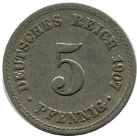 5 PFENNIG 1907 A DEUTSCHLAND Münze GERMANY #DB149.D.A - 5 Pfennig