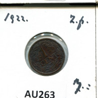 1 CENT 1922 NETHERLANDS Coin #AU263.U.A - 1 Cent