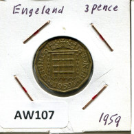 THREEPENCE 1959 UK GREAT BRITAIN Coin #AW107.U.A - F. 3 Pence