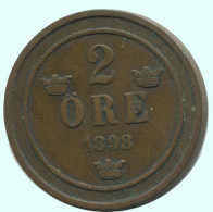 2 ORE 1898 SWEDEN Coin #AC948.2.U.A - Suède