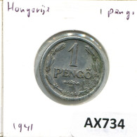 1 PENGO 1941 HUNGRÍA HUNGARY Moneda #AX734.E.A - Ungheria