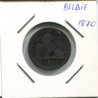 2 CENTIMES 1870 FRENCH Text BELGIQUE BELGIUM Pièce #AR415.F.A - 2 Cents