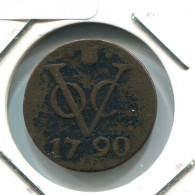 1790 UTRECHT VOC DUIT NETHERLANDS INDIES NEW YORK COLONIAL PENNY #VOC1671.10.U.A - Niederländisch-Indien