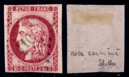 France N° 49c Rose Carminé Obl. Pc - Signé Calves/Calves - 1er Choix - 1870 Uitgave Van Bordeaux