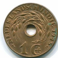 1 CENT 1945 D NETHERLANDS EAST INDIES INDONESIA Bronze Colonial Coin #S10431.U.A - Nederlands-Indië