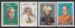 SRI LANKA , 1991 , National Heroes, Set 4 V,   MNH, (**) - Sri Lanka (Ceylon) (1948-...)