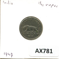 1/4 RUPEE 1947 INDE INDIA - BRITISH Pièce #AX781.F.A - Inde